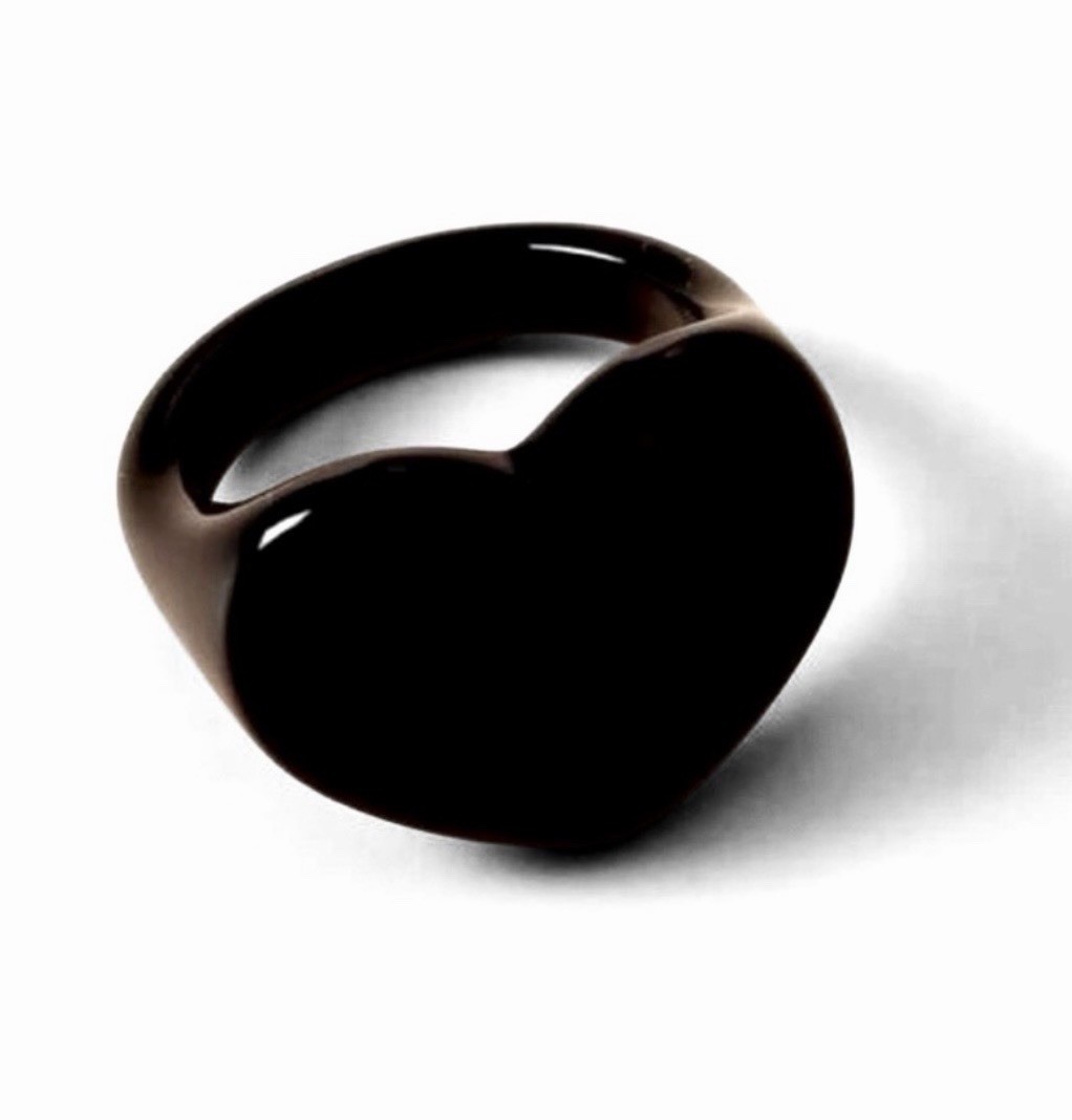 Black Heart Acrylic Ring Size 8.5 Chunky Y2K Goth Mod Jewelry