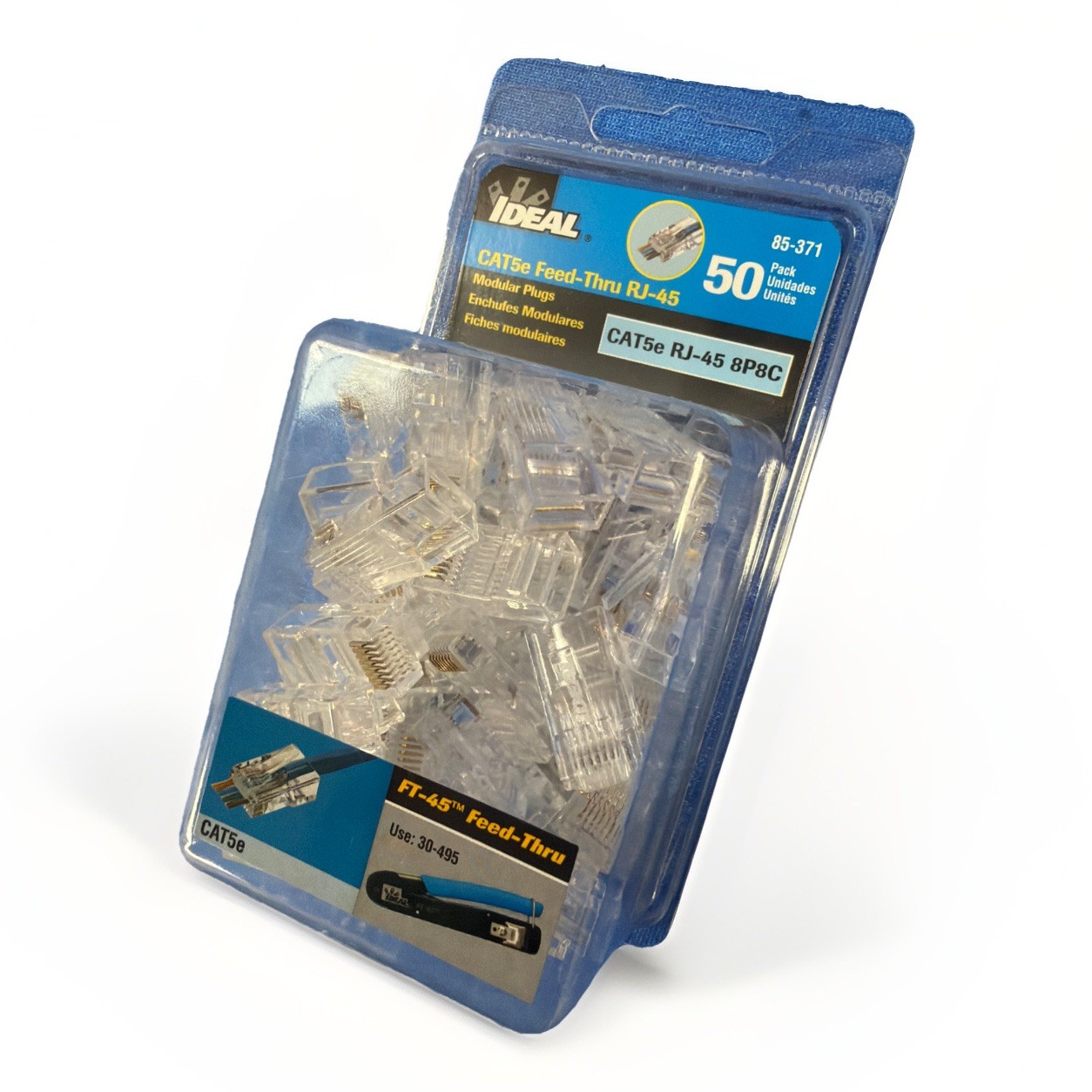 IDEAL 85-371 CAT5e Feed-Thru RJ45 Modular Plugs 8P8C Connectors 50 Pack