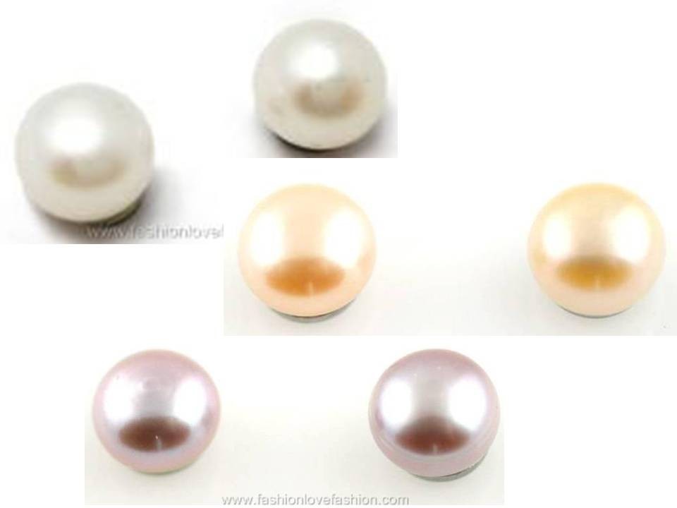 1 Pair Fresh Water Freshwater Pearl Magnetic Stud Earrings White,Off White,Pink