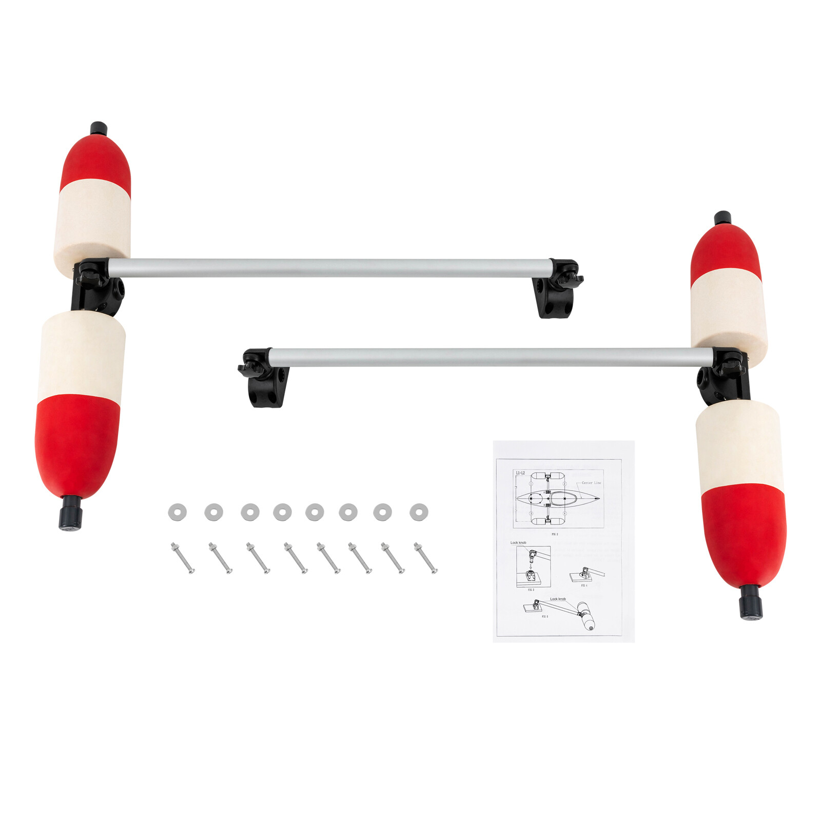 1 Pair for Kayak Canoe PVC Stabilizer System Outrigger Arms Fishing Sidekick Kit