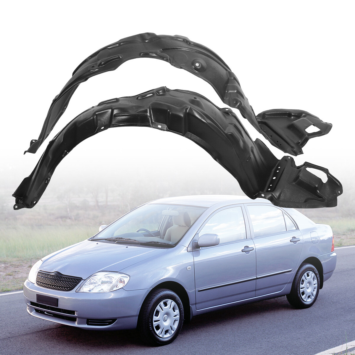 2PCS Front Left+Right Inner Fender Liner Kit For 2003-2008 Toyota Corolla Sedan