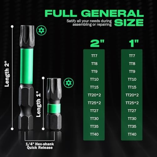 27PCS Impact Torx Bits Set TT7-TT40 Security Tamper Proof & Magnetic Screwdriver