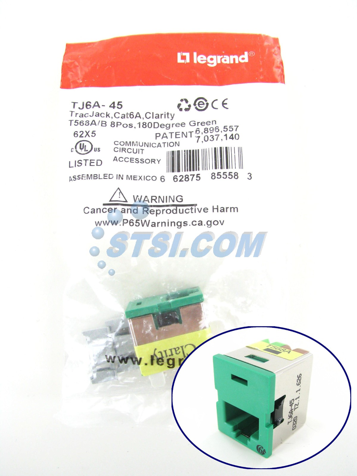 Ortronics OR-TJ6A-44 TracJack Cat6a Jack Dark Green ~STSI