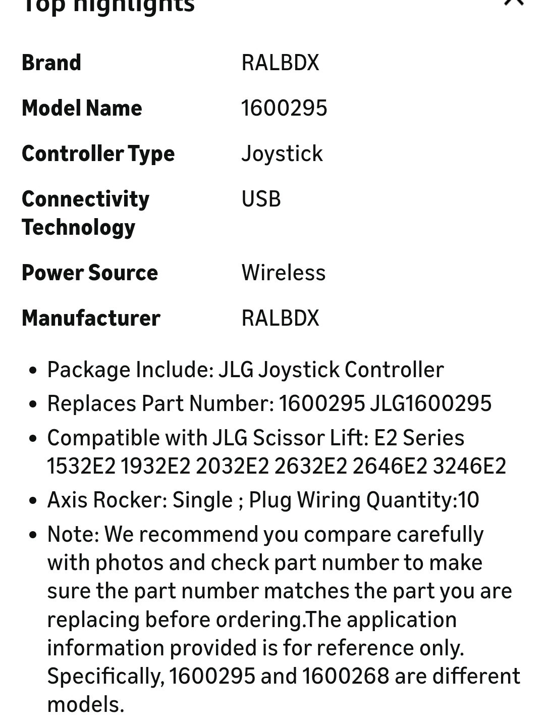 Joystick Controller 1600295 JLG1600295 Compatible with Scissor Lift E2 1532E2 19