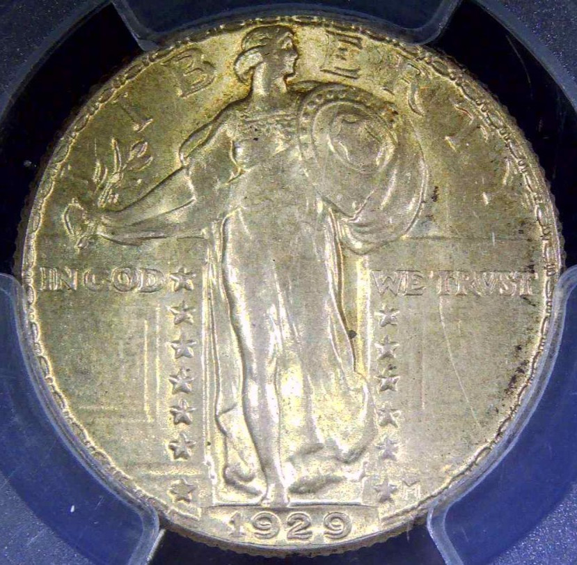 1929 STANDING LIBERTY SILVER QUARTER PCGS MS63FH
