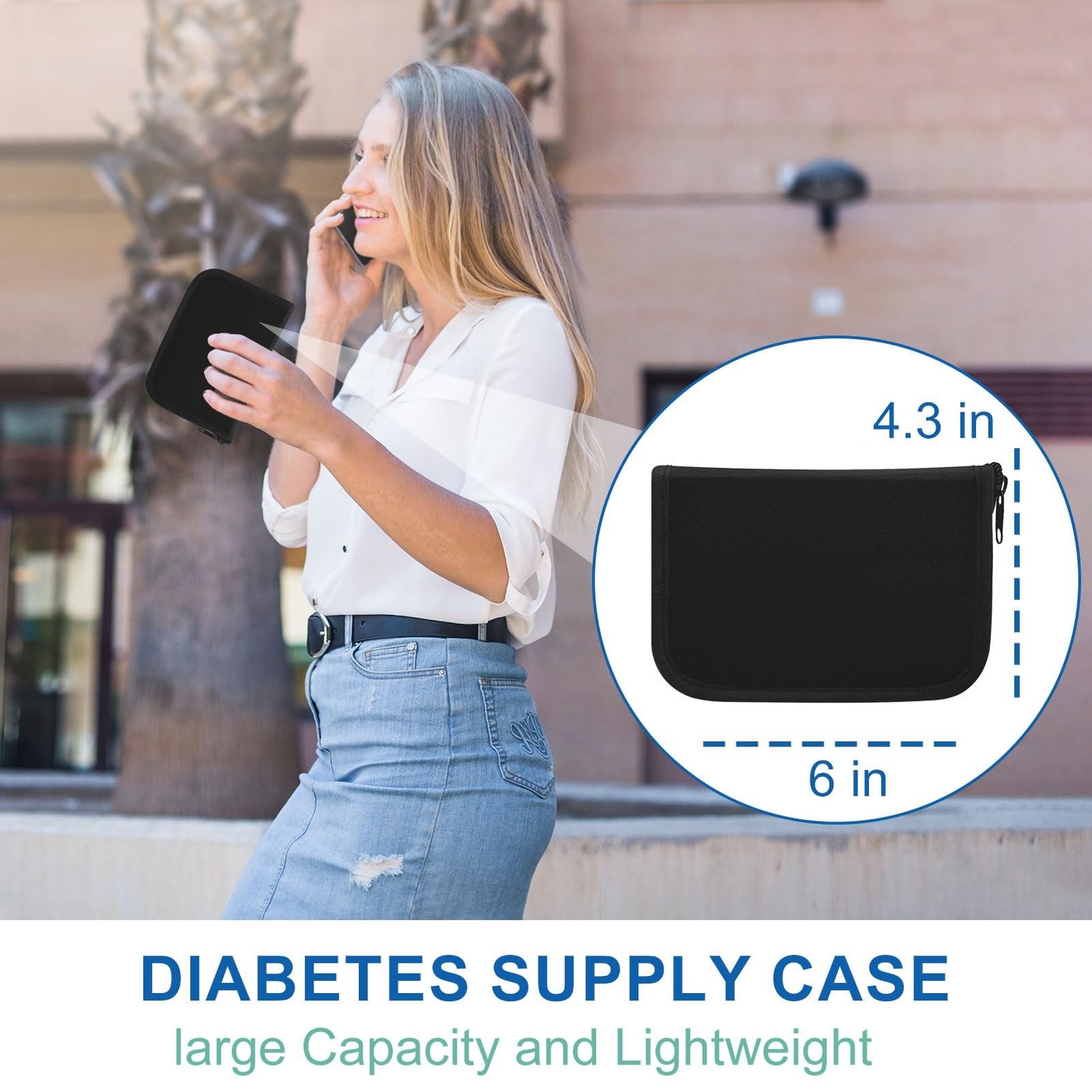 Portable Diabetes Organizer Case Carrying Bag for Diabetic Supplies Travel Use