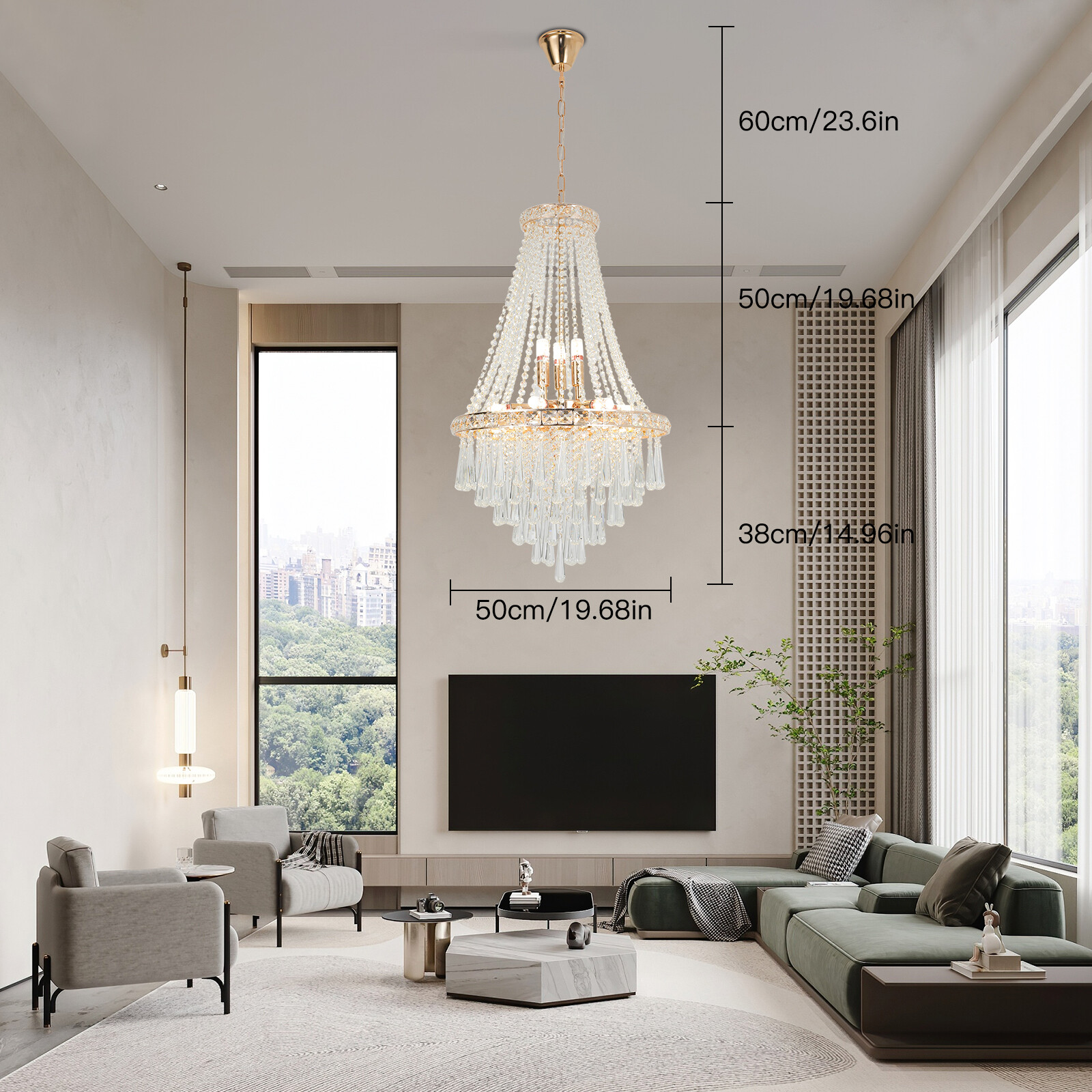 Luxury Large Foyer Crystal Ceiling Light Vintage Height French Empire Chandelier