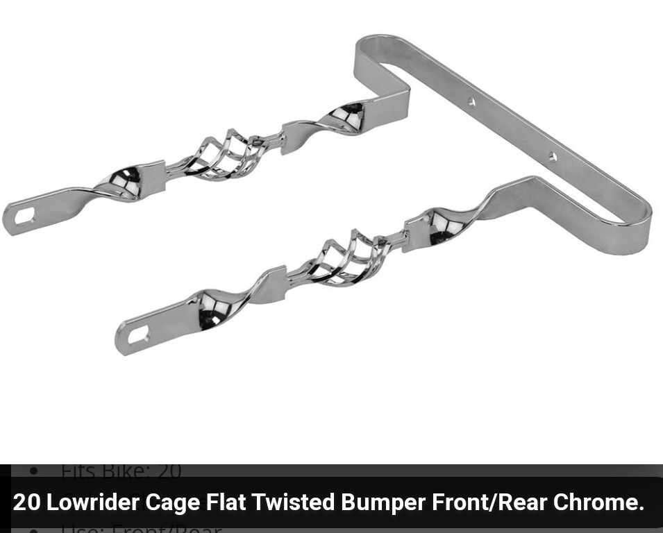 CHROME FLAT TWISTED BIRDCAGE BUMPER BAR , 20" LOWRIDER BICYCLES