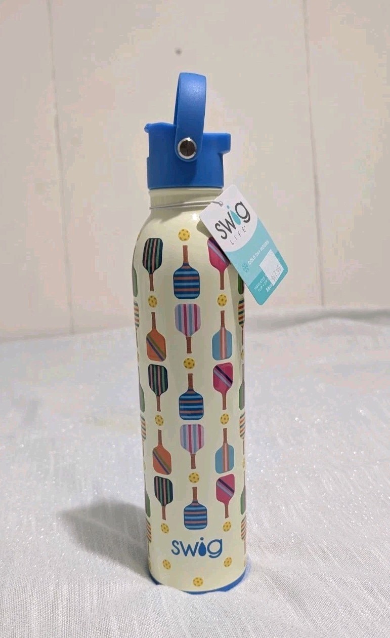 Swig Life Pickleball Water Bottle 26 oz Insulated Stainless Steel Flip Lid NWT