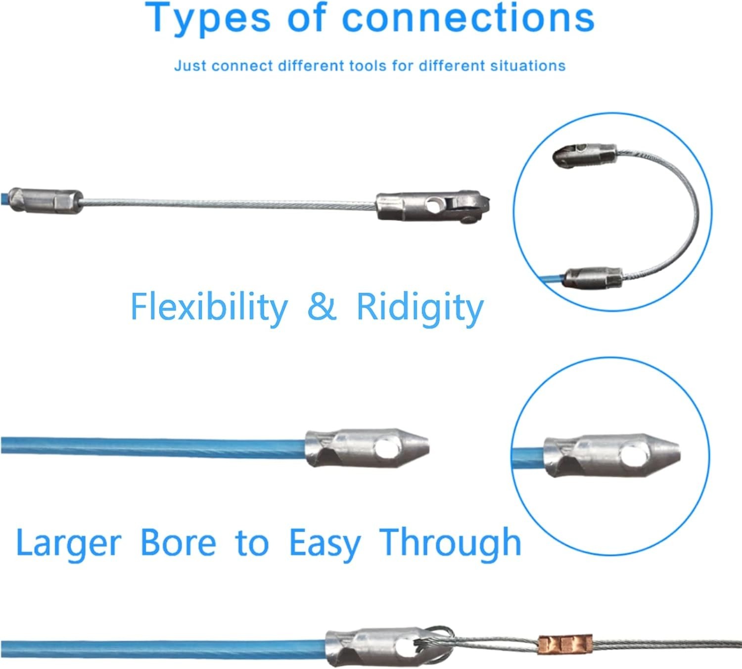 30M 100ft Fish Tape Cable Puller Kit Through Wall Wire Guide Device 4mm PET E...