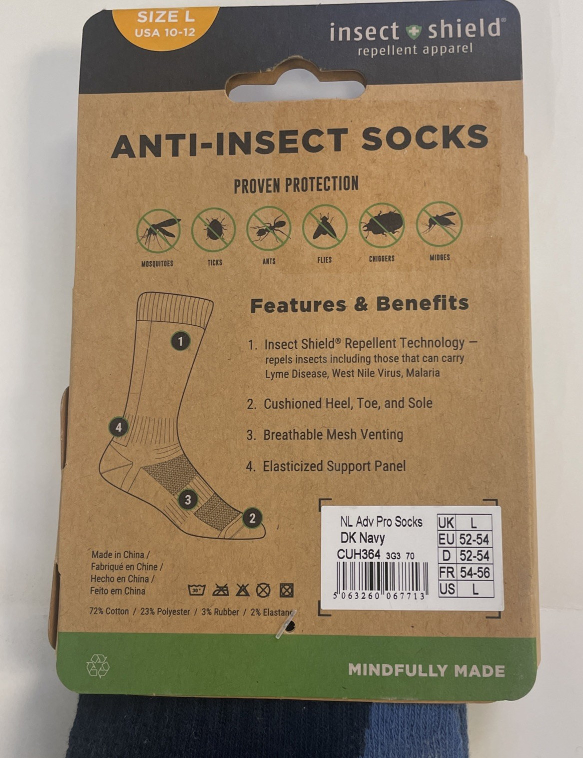 Craghoppers Anti-insect Shield Socks Pro Adventure Size Large 10-12 NEW Blue