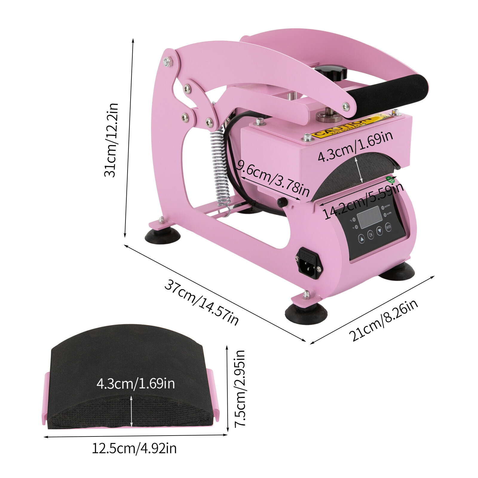 500W Hat Heat Press Machine Temperature Control Heating Plate Cap Press Machine