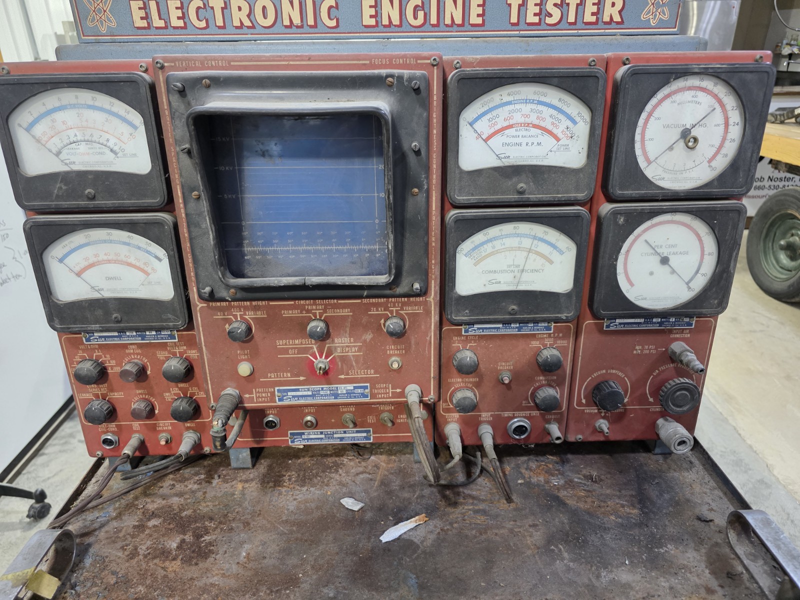 Vintage Sun 740 Electronic Engine Starter With Cabinet, UNTESTED