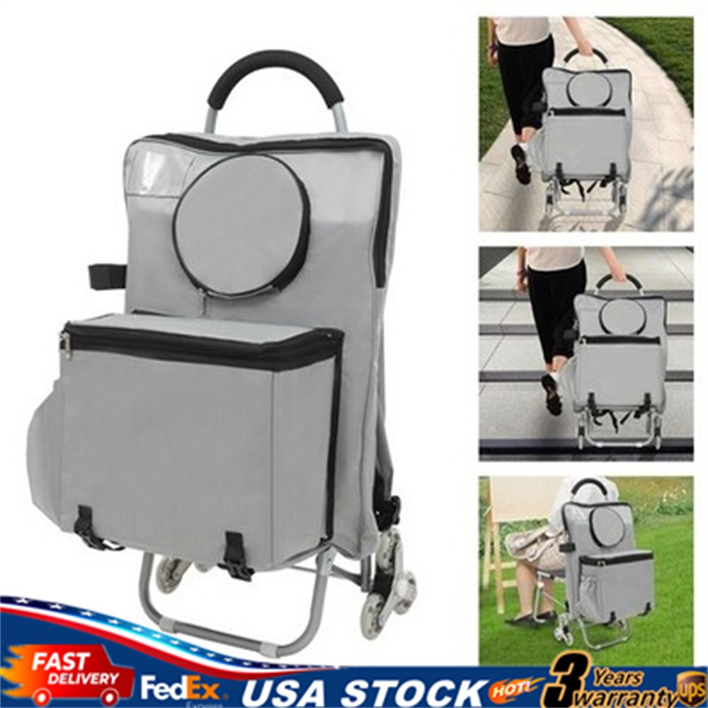 Portable Folding Wheeled Art Chair Cart Rolling Big Chair Cart With Storage NEW