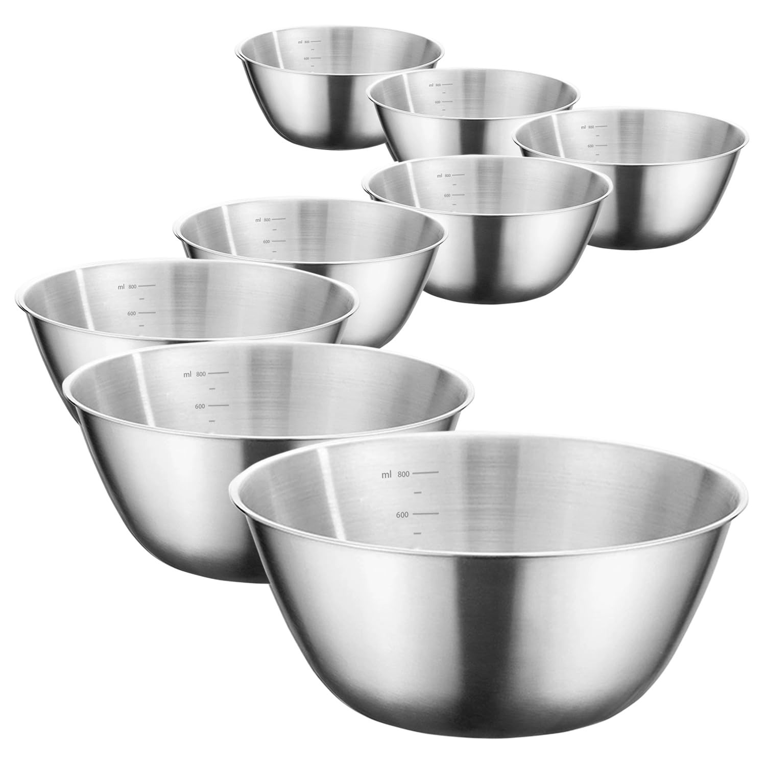 Stainless Steel Bowls 8 Pcs Metal Lightweight Unbreakable 28Oz Dinner Bowls S...
