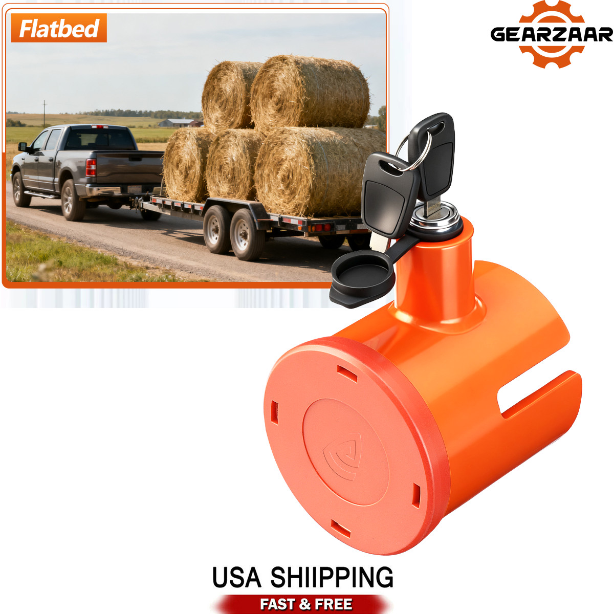 Trailer Coupler Lock Fits 2-5/16 Inch Couplers Heavy Duty Tow Hitch lock Orange