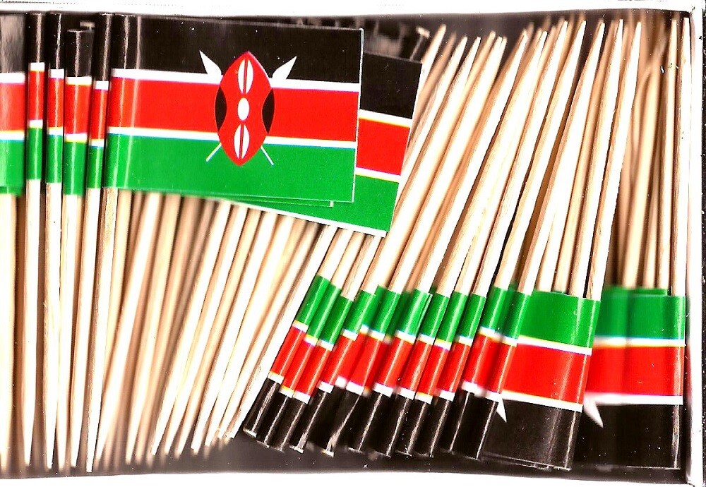 Box of 100 Kenya Toothpick Flags, 100 Small Mini Kenyan  Flag Cupcake Picks
