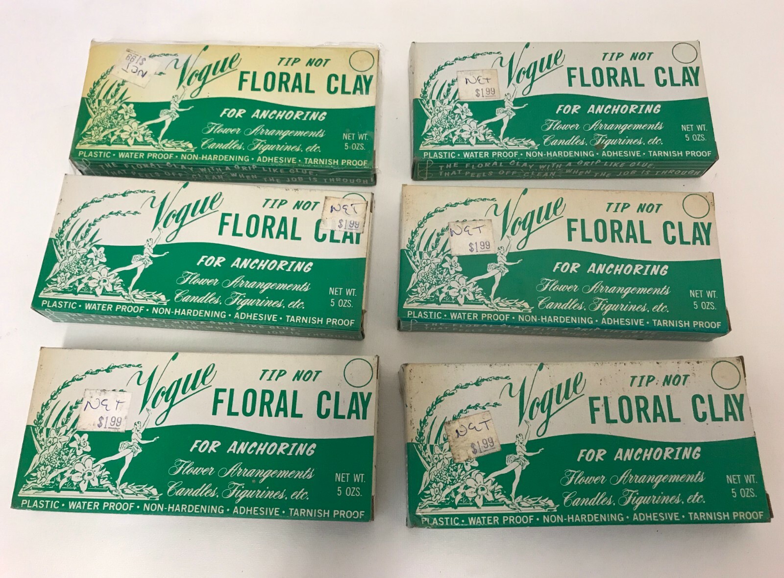 Lot of 6 Boxes Vintage VOGUE Tip Not Floral Clay for Anchoring Flower Arranging