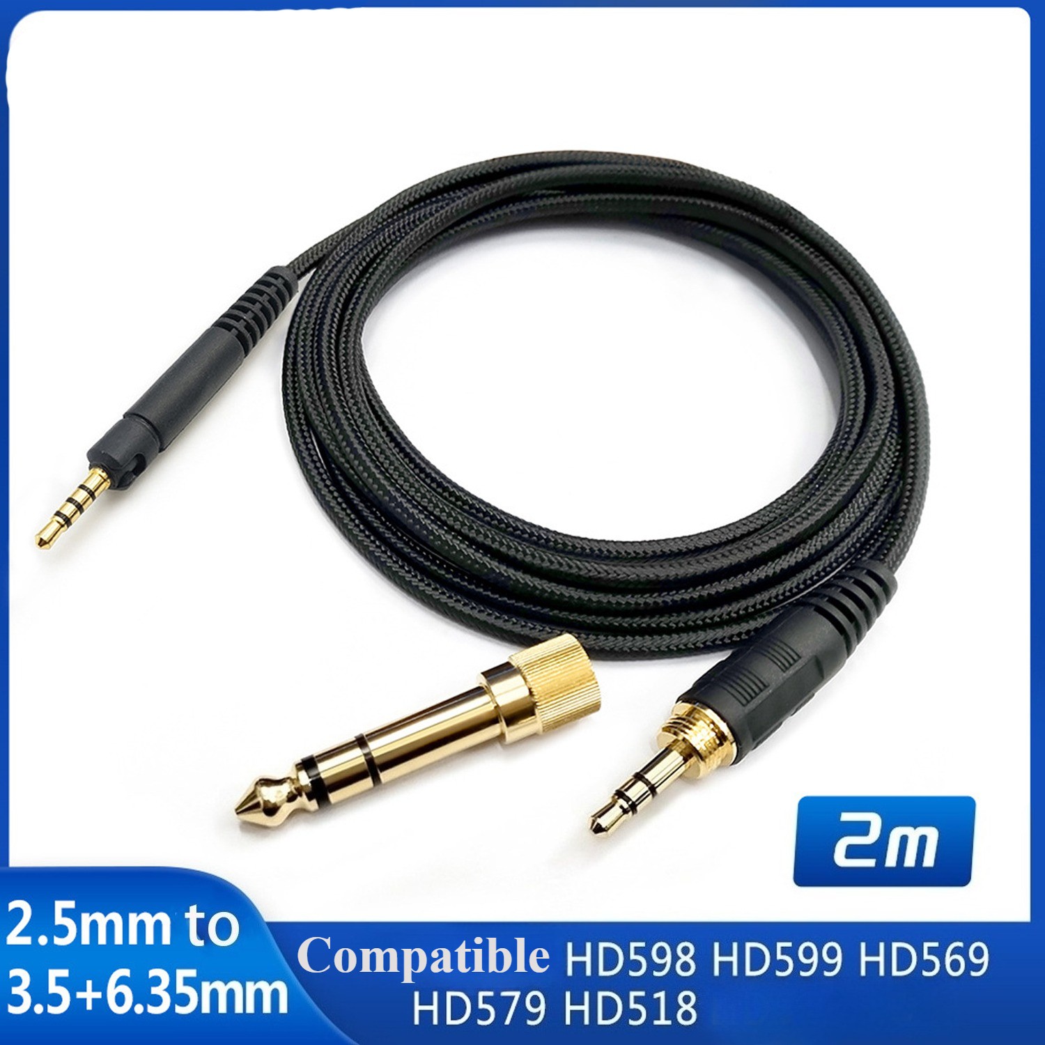 2.5mm to 3.5/6.35mm Audio Cable for Sennheiser HD598 HD558 HD518 HD569 Headphone