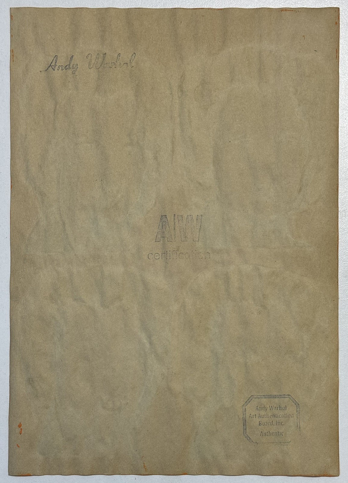 Andy Warhol Drawing on old paper (Handmade) signed and stamped artwork