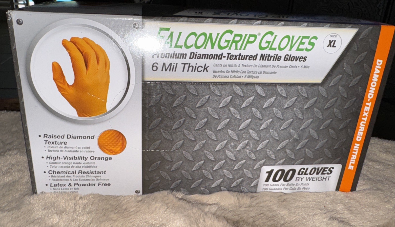 Rubber Gloves Orange Diamond Mechanic Automotive NEW In BOX Size XL Thick 6 Mil