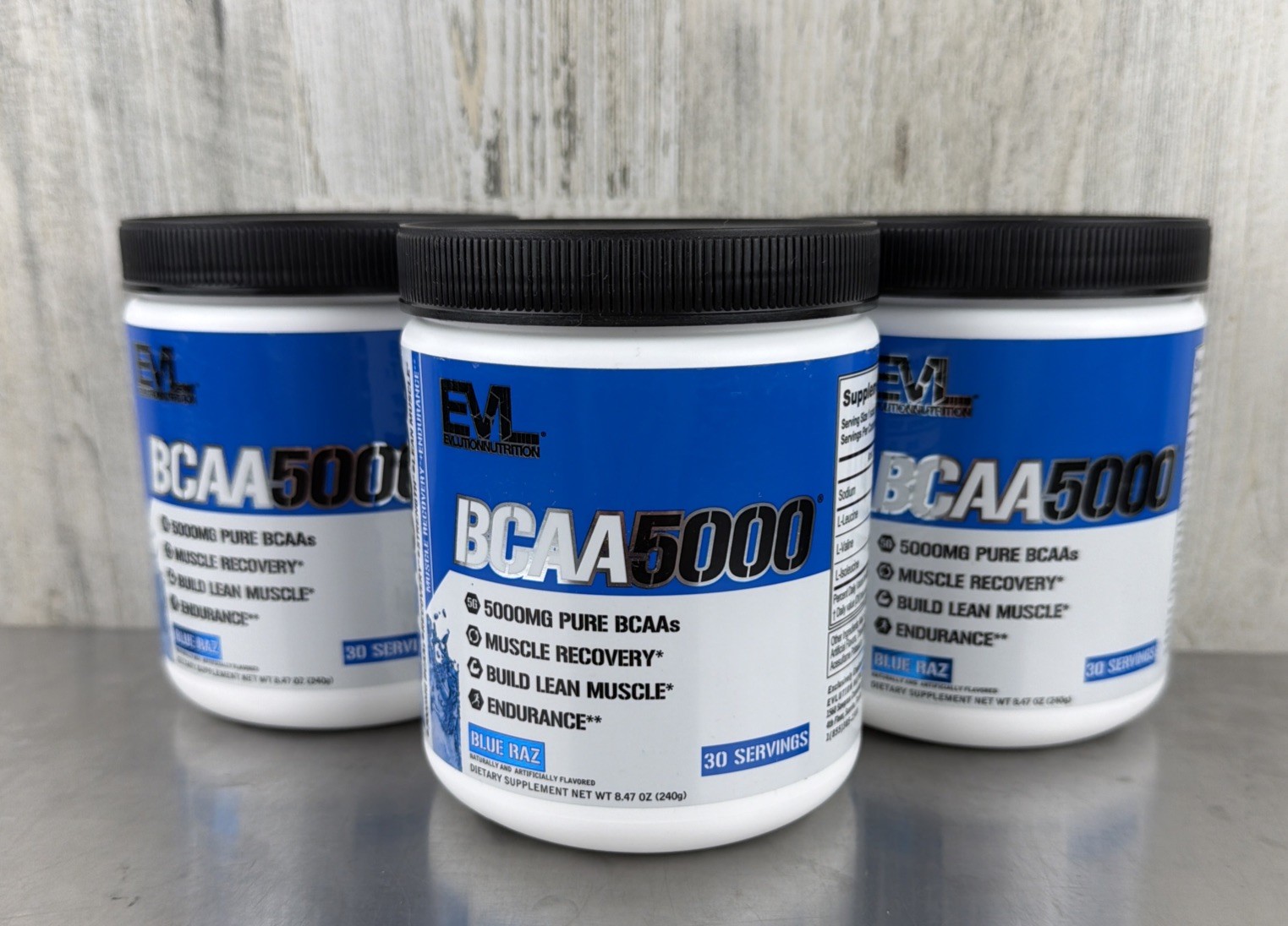 3 Pack - EVL Evlution Nutrition BCAA 5000 Workout Recovery Blue Raz