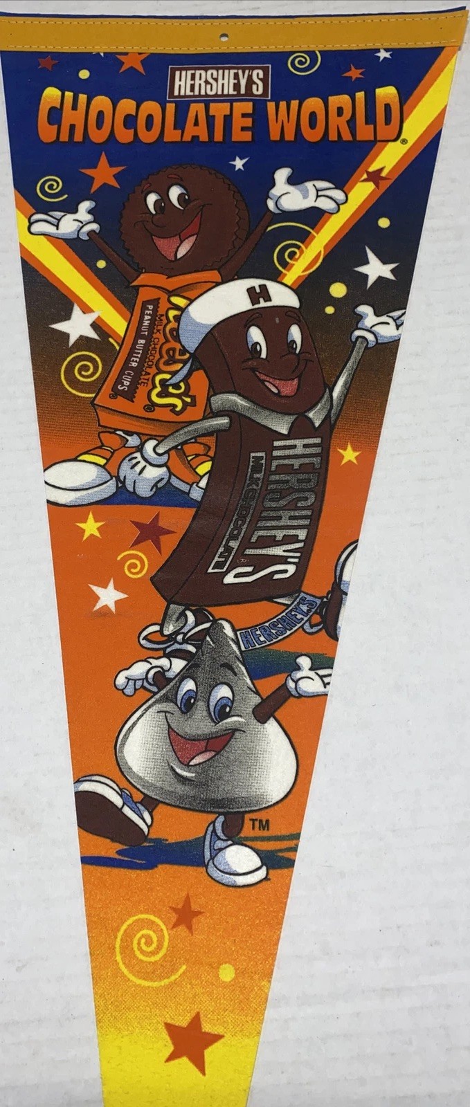 Hershey Chocolate World Souvenir Banner Pennant Flag Amusement Pk Reese’s Kisses