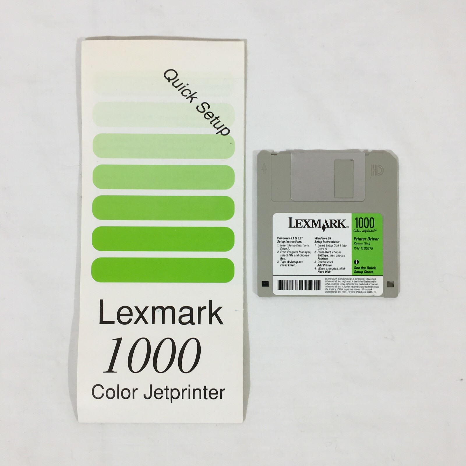 Vintage Lexmark 1000 Color Jetprinter Printer 3.5" Diskette Driver Disk & Manual