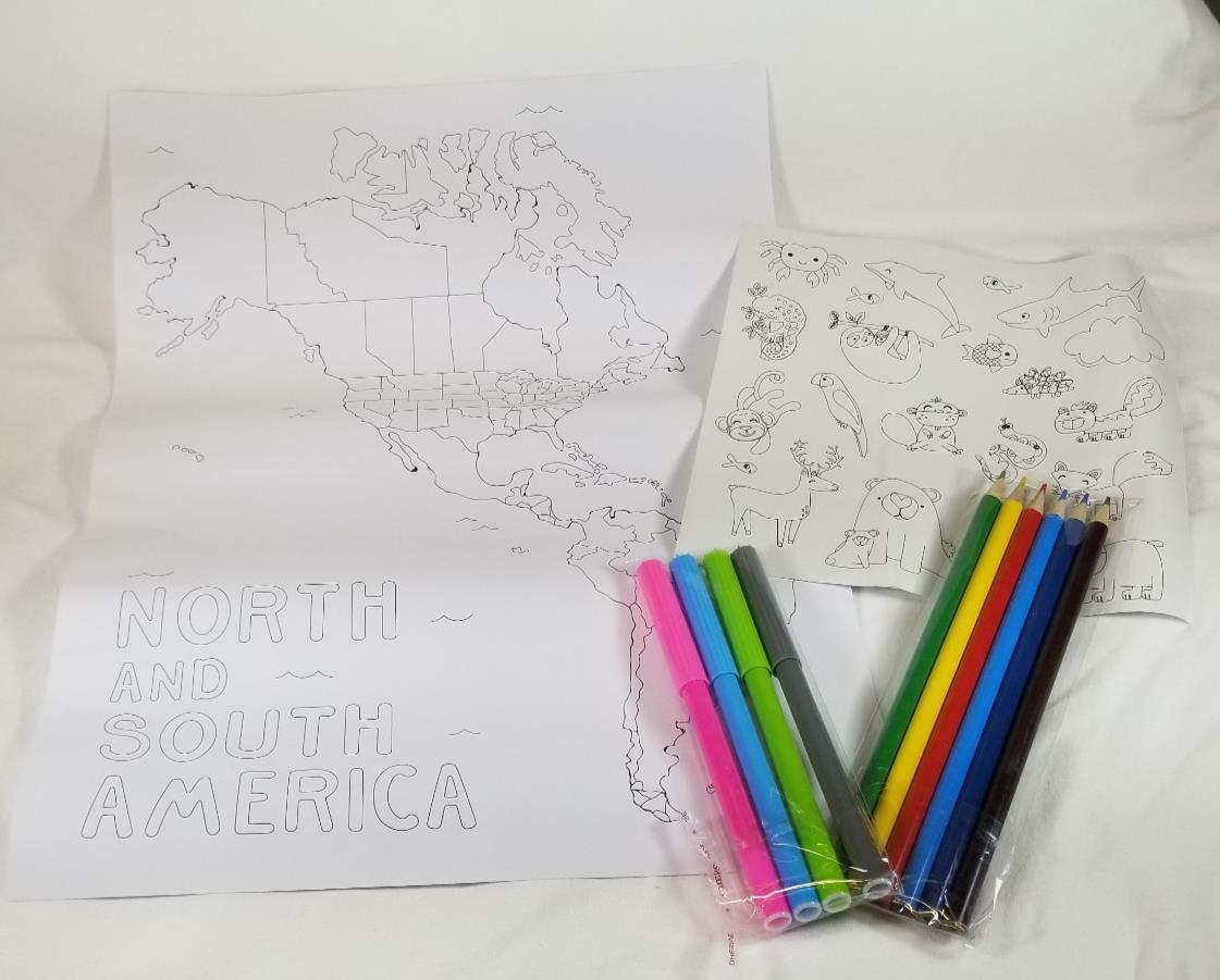 ACTIVITY MAP Color In North South America Stickers Markers Colored Pencils Craft