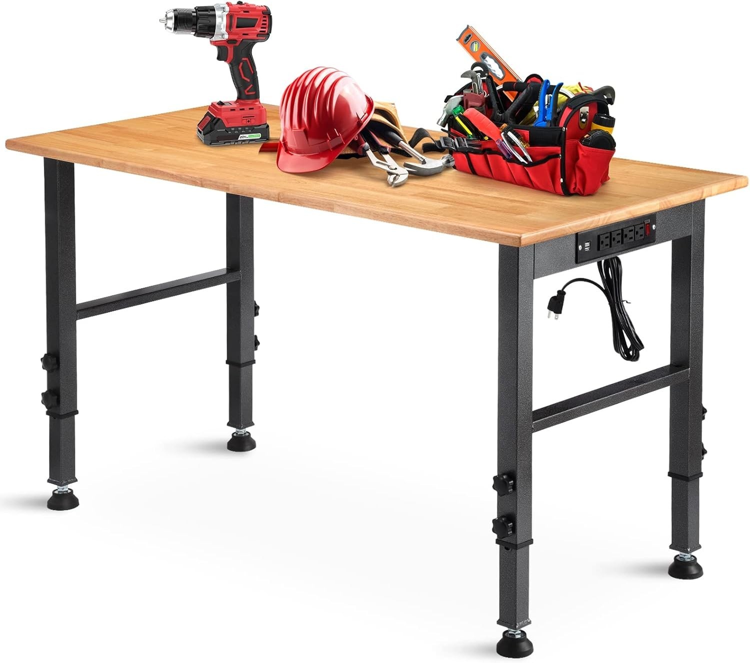 48 "Adjustable Workbench with Power Outlet, Heavy Duty 2000 LBS Load Capacity...