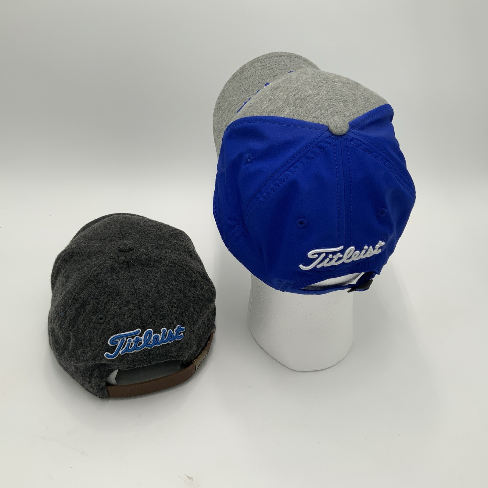 Titleist Golf Caps (2) Blue And Gray & Dark Gray With Blue Lettering