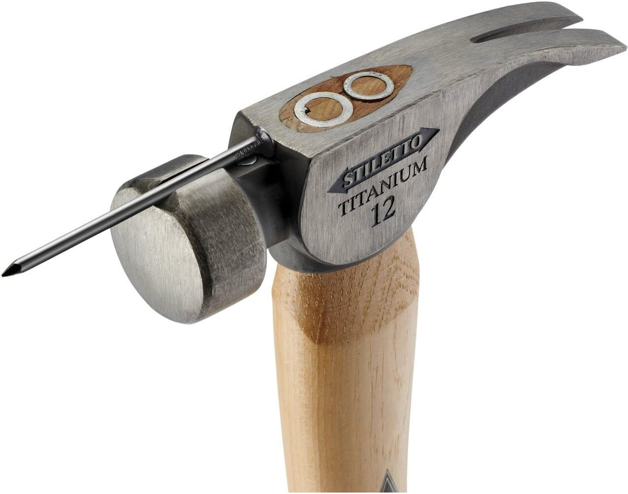 Ti12Sc Titanium Hammer with 18" Curved Hickory Handle - Smooth Face, Silver