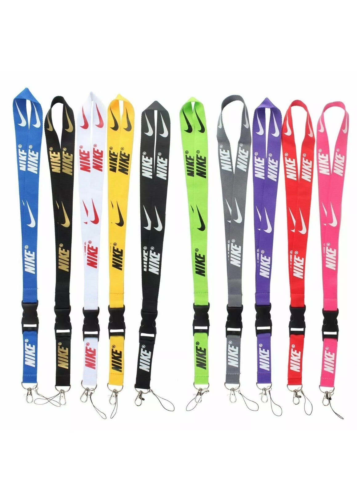 Nike 10 Pieces Set Lanyard Detachable Keychain Badge ID 10-Pack Multicolor