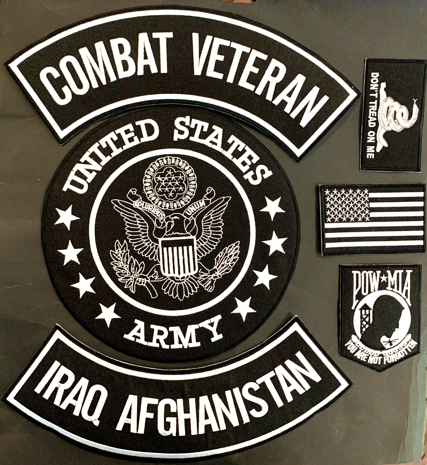 US ARMY SEAL COMBAT VETERAN IRAQ AFGHAN. MILITARY MOTORCYCLE LOT OF 6 PATCHES