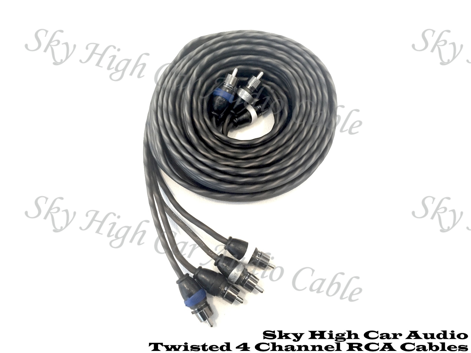 Sky High Car Audio 4 Channel Twisted 18 ft RCA Cables Coated 18' OFC Four