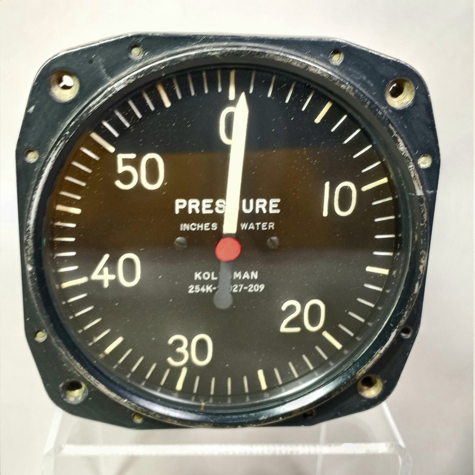 Vtg Kollsman Instrument Pressure Gauge Inches Of Water 254k-2-027-209 Air Force