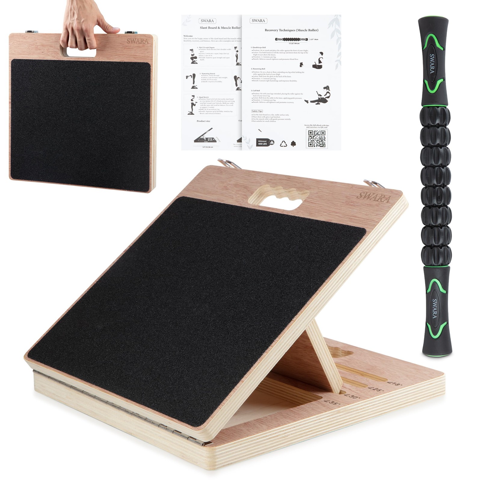 14″ Wide Professional Portable Eucalyptus Slant Board, thicker bottom board, ...