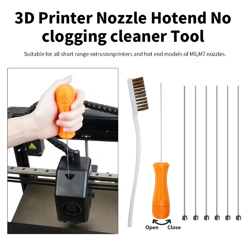 Nozzle Cleaning Tools Kit for M6 M7 E3D MK8 K1 K1C K1 Max Ender3 V3 3D Printer