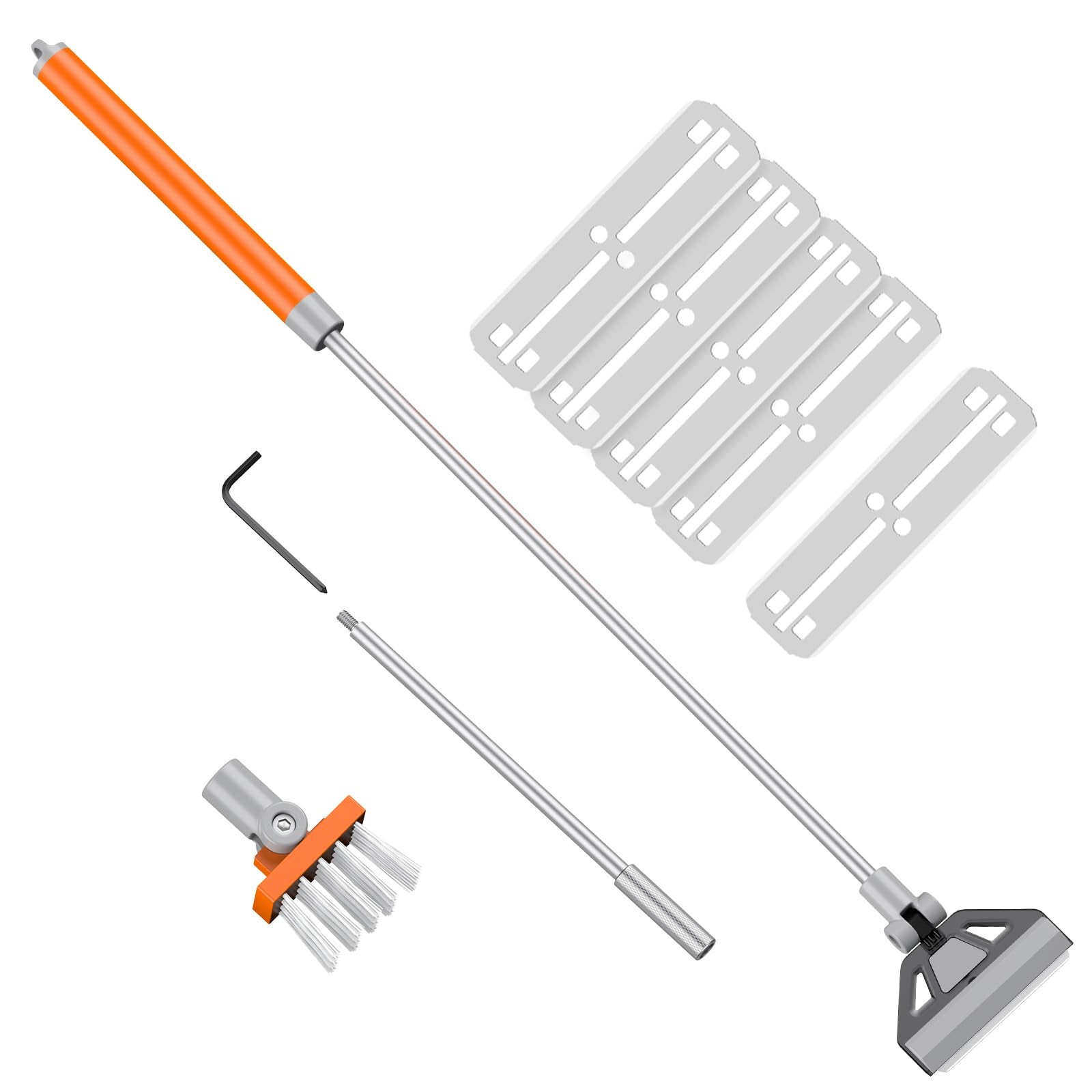 Pawfly Aquarium Algae Scraper Cleaner Fish Tank Brush with 5 Stainless Orange