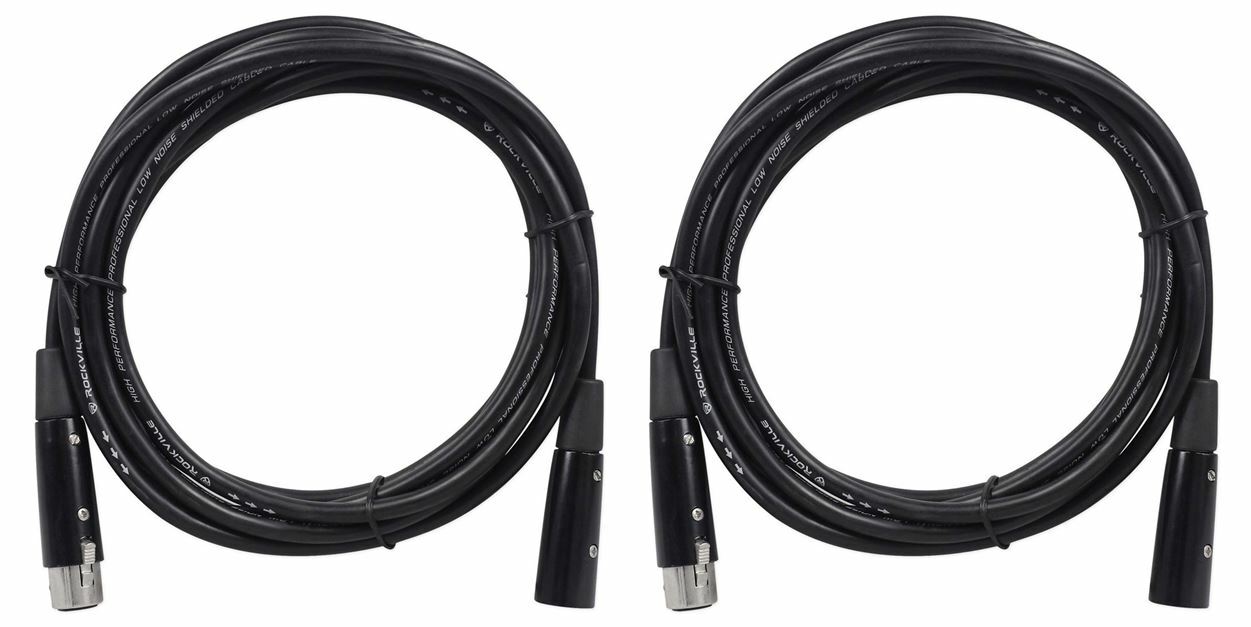 2 Rockville RDX5M10 10' 5-Pin Male-Female DMX Lighting Cables 100% Copper