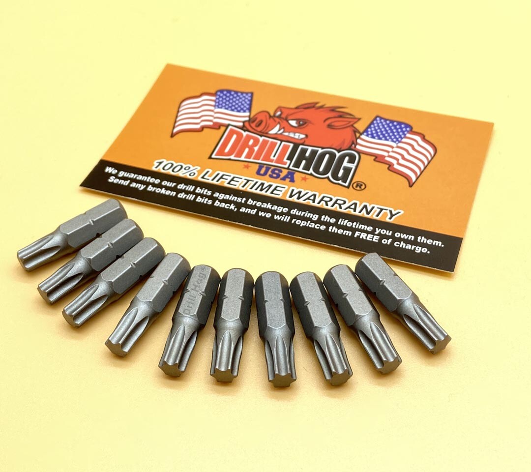 T-10 Torx Bit T-10 Star Bit T-10 Insert Bit Drill Hog® Lifetime Warranty 10 Pack