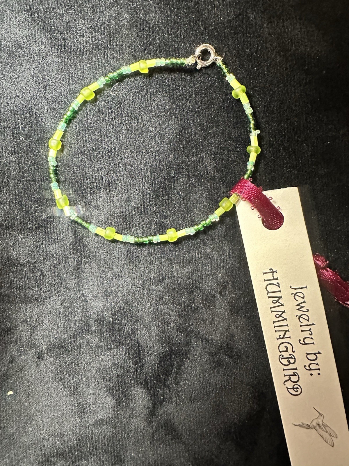 Handmade Beaded Bracelet 8mm. Green variation. Jewelry By Hummingbird