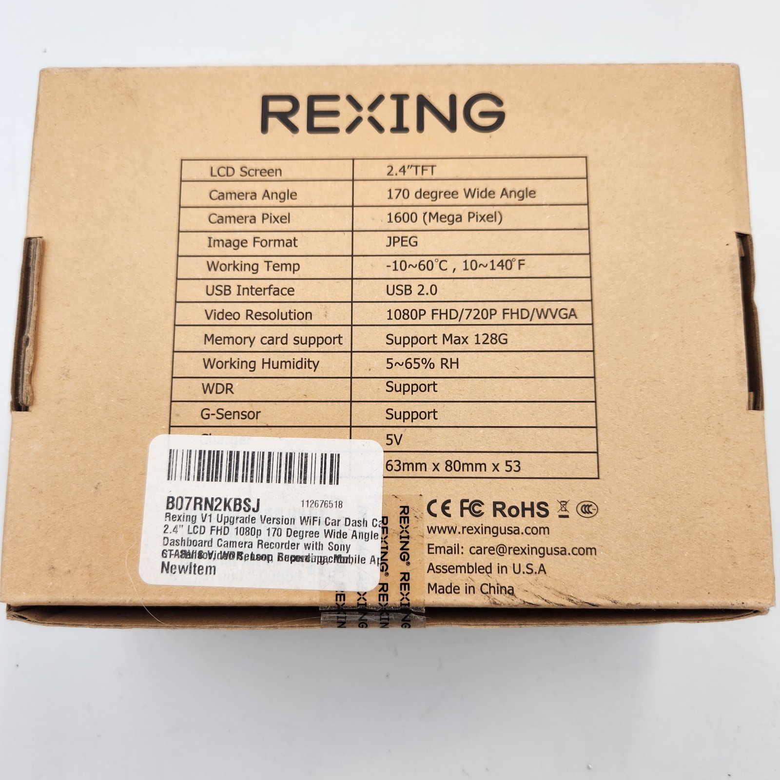 Rexing V1 Basic Dash Cam 1080P FHD DVR Car Recorder 2.4" LCD Screen Open Box