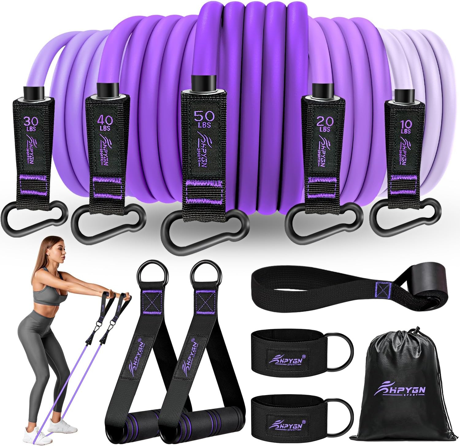 Resistance Bands,Exercise Bands w/ Handles,Fitness Bands, Workout Bands - 150LBS