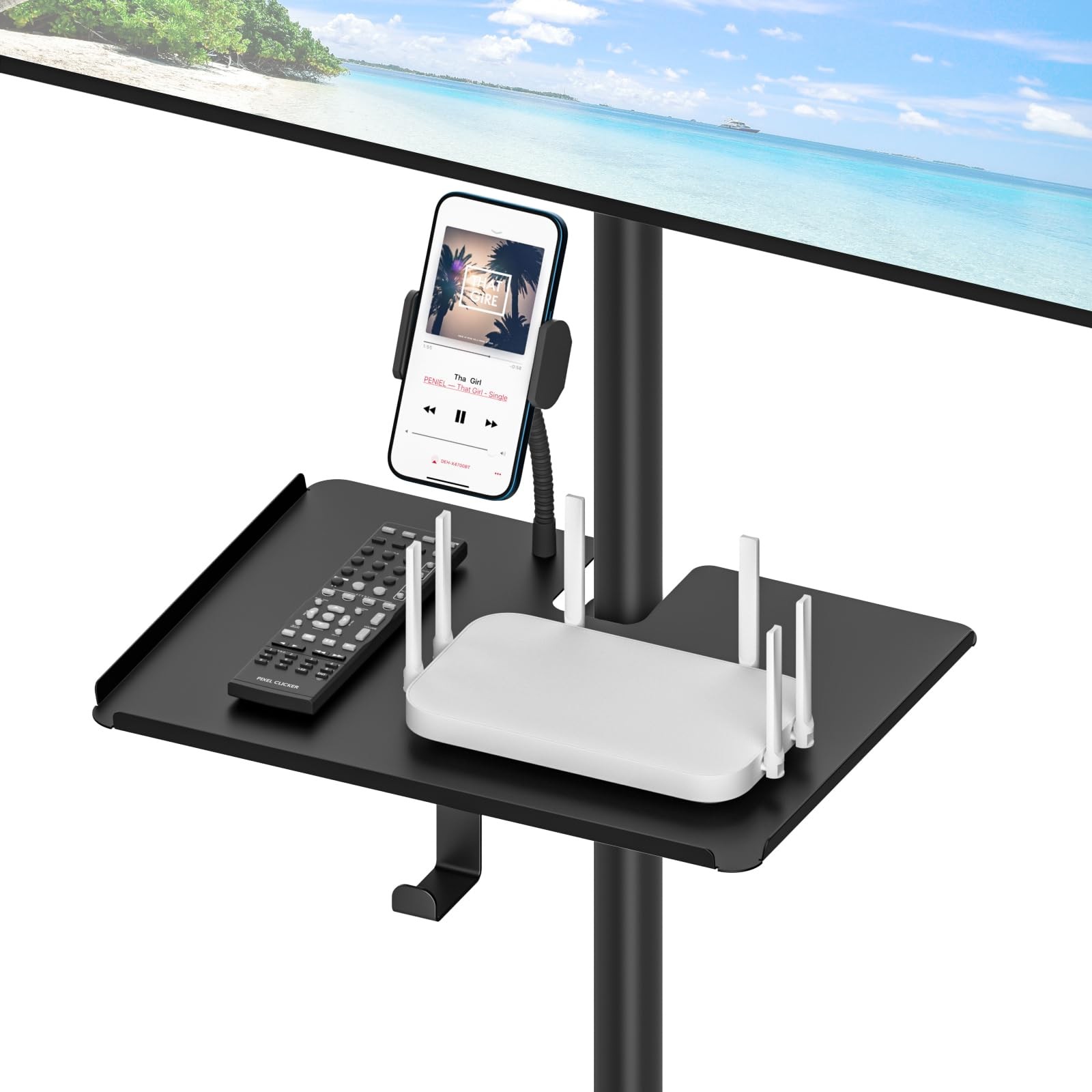 Chunxiao Universal Metal Clamp-on Shelf Pole Stand for TV Cart Stands, Black