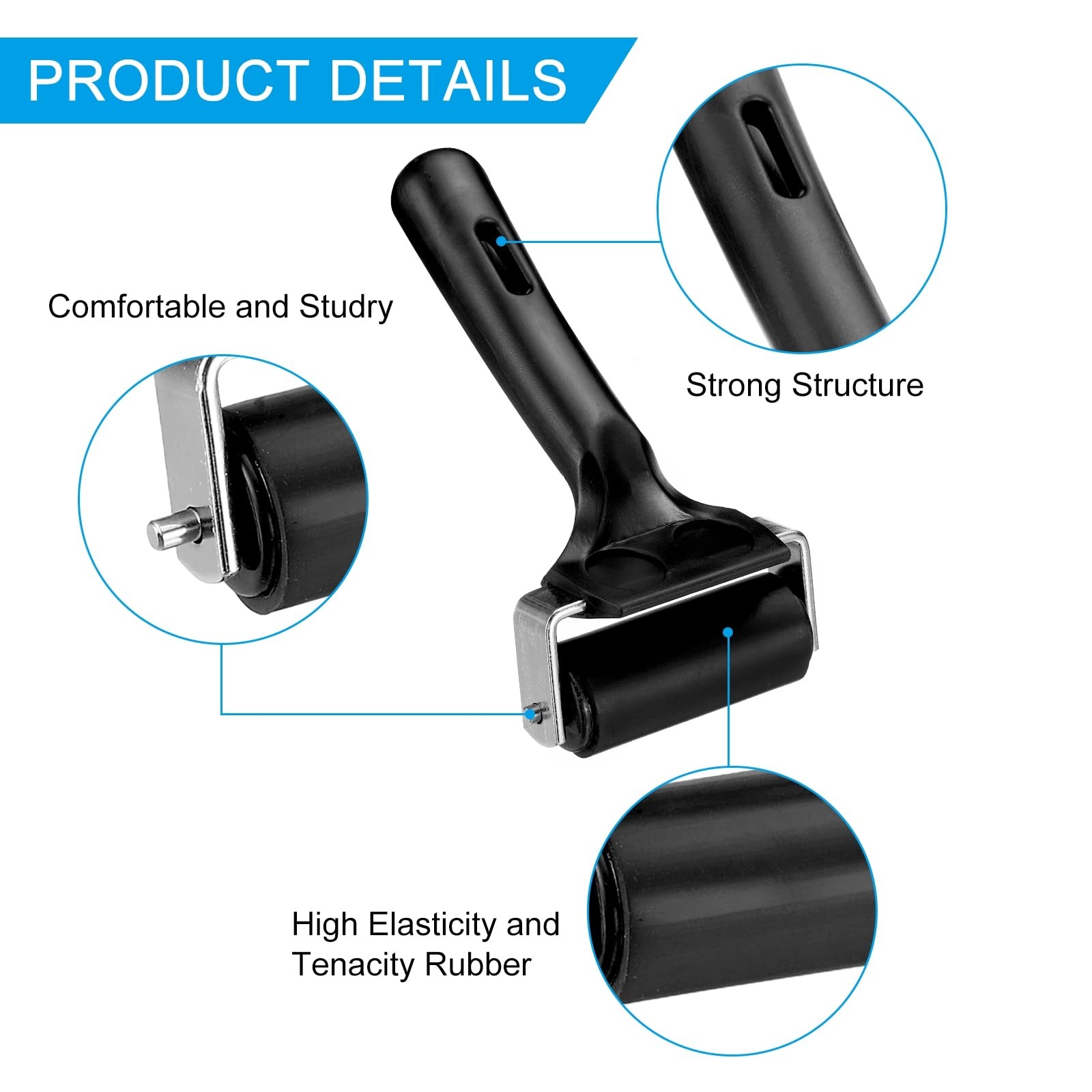3 Inch Rubber Roller Brayer Tools, Hard Rubber Roller for Printmaking Wallpap...