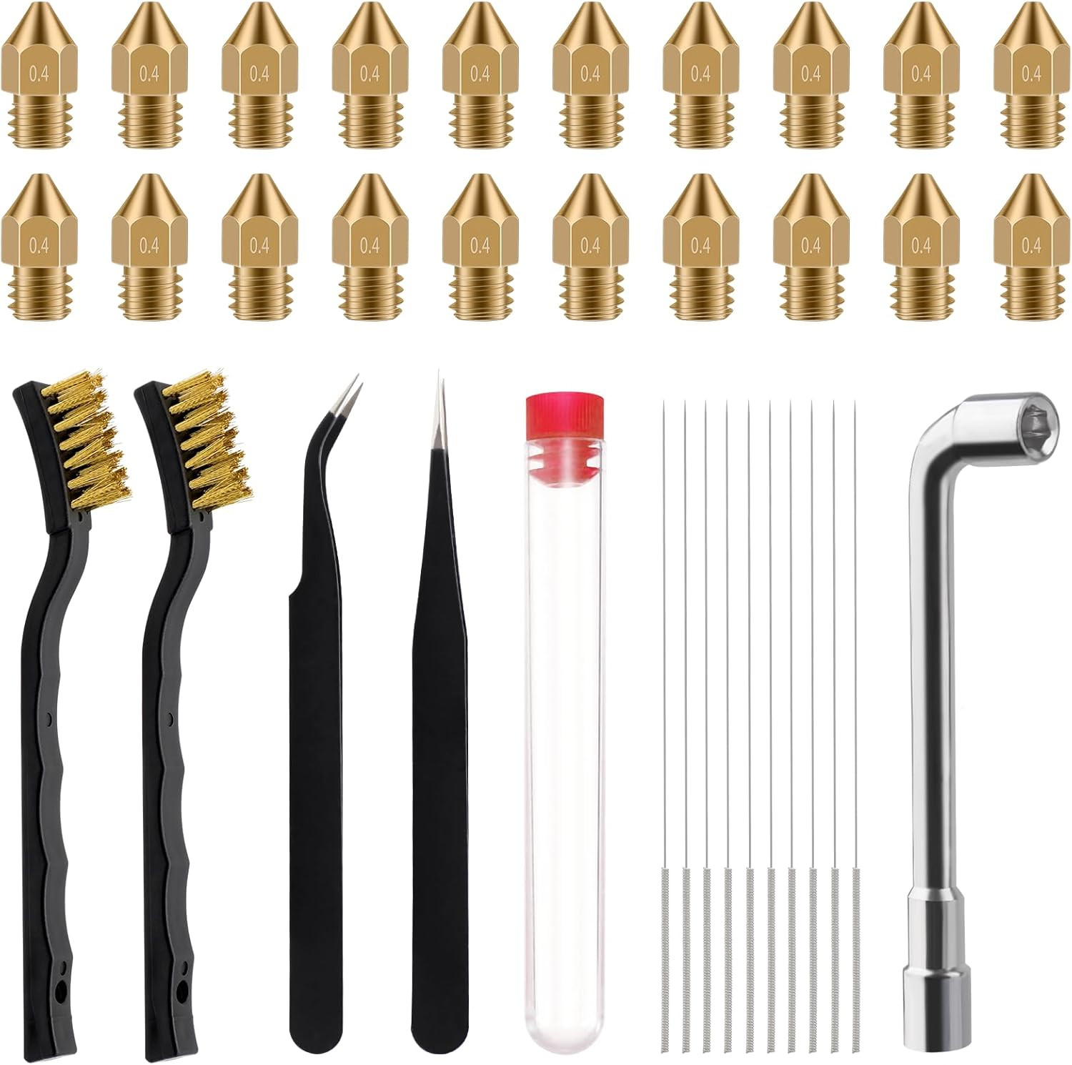 Ender 3 Nozzles 0.4Mm,20Pcs 3D Printer Brass Hotend Nozzles with 16Pcs 3D Printe