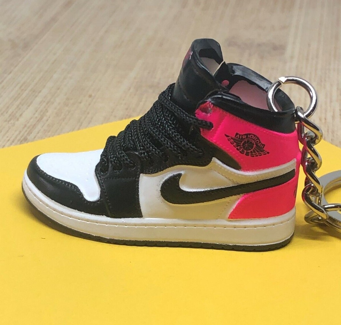New Mini 3D AIR JORDAN sneaker shoe keychain Hand-painted. Pink/White/Black