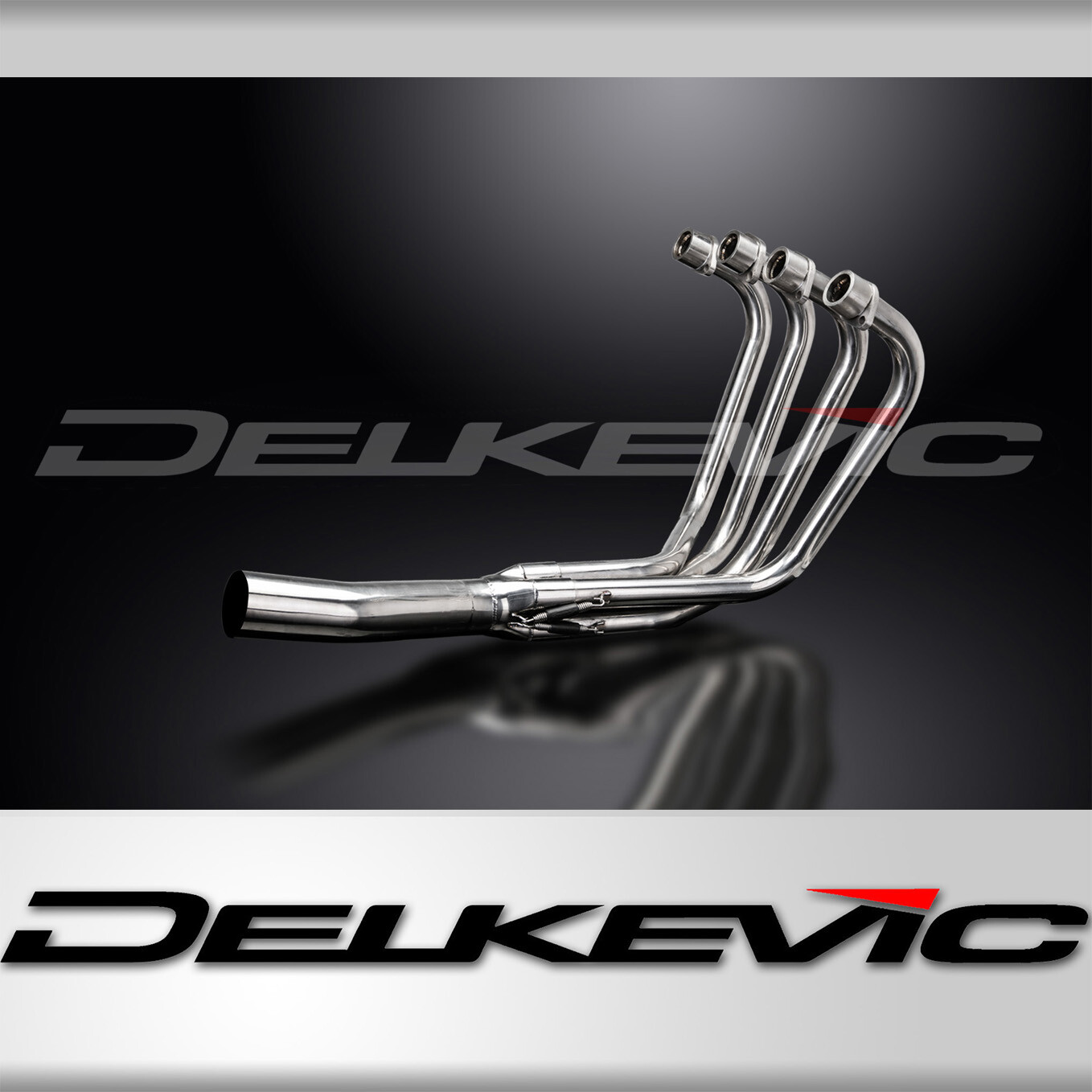Suzuki GS750 1977-1979 Delkevic Stainless Steel 4-1 Exhaust Headers Downpipes