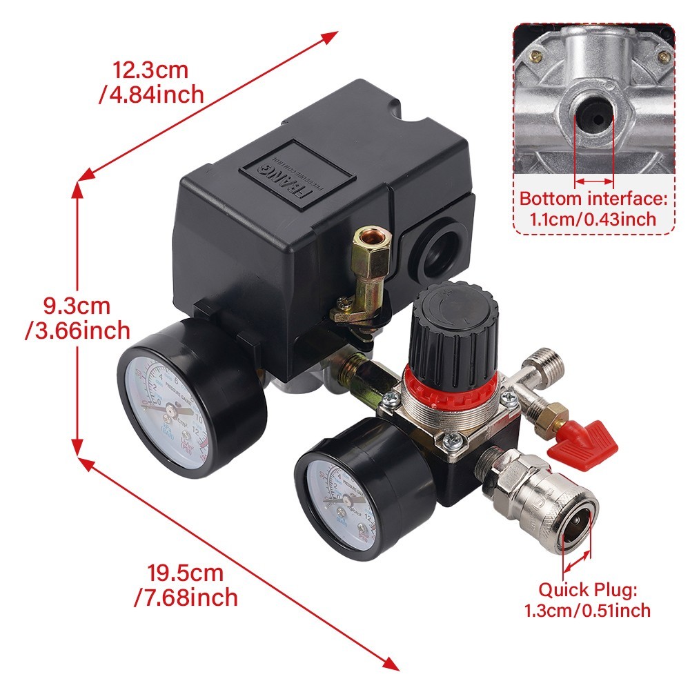 Air Compressor Pressure Switch 90–120PSI Controller for Fast Pressure Reduction